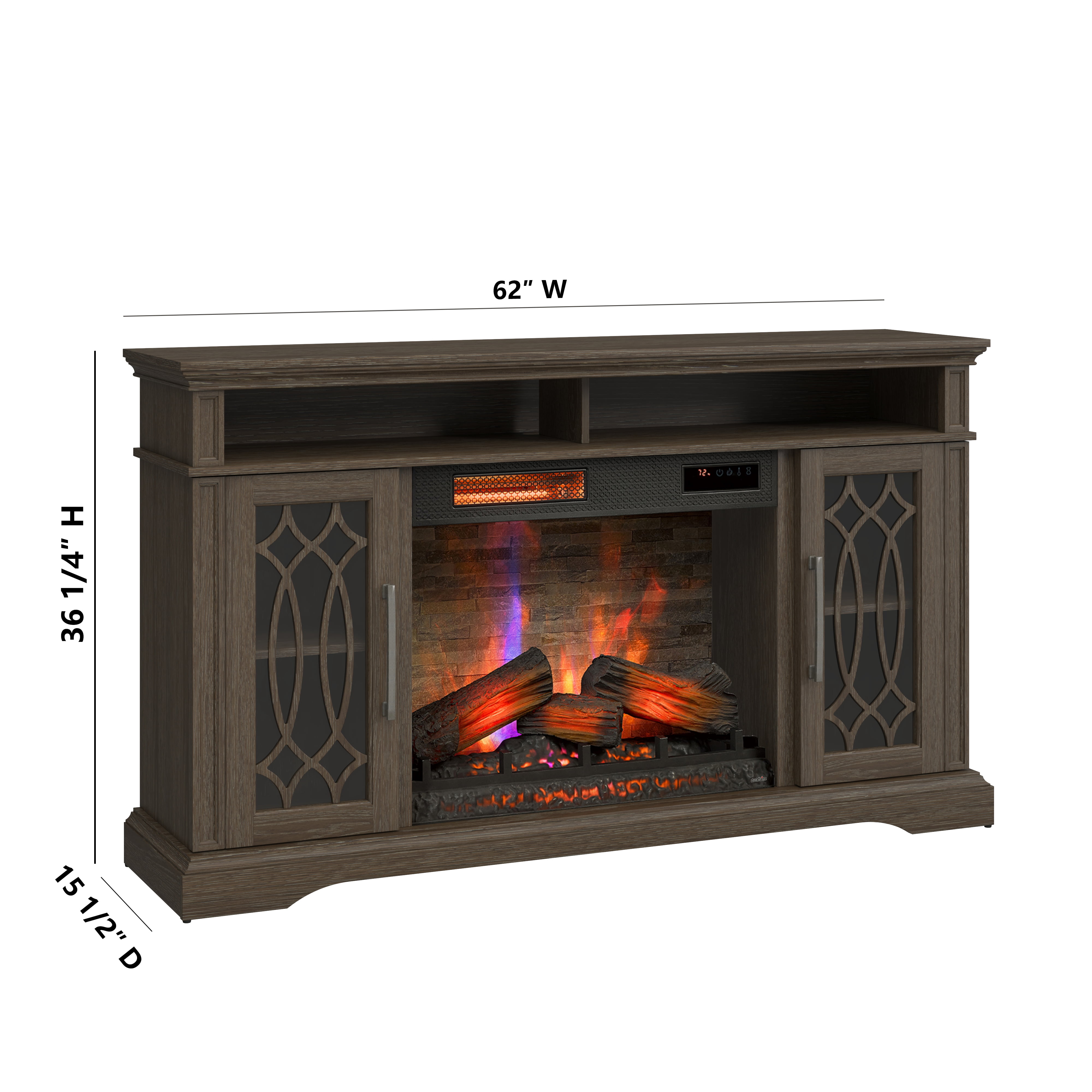 duraflame® Electric Fireplace TV Stand, Farmhouse Entertainment Center with Storage and Infrared Heater, Laurel Oak