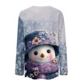 thumbnail image 7 of Women's Long Sleeve Shirts with Cute Print Graphic Tees Design, Blouses Casual Plus Size Basic Tops Pullover, Fashion Christmas Snowman Print Round Neck Top for Winter Wear,Blue,L, 7 of 7
