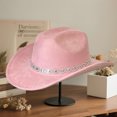 thumbnail image 6 of RUINIXCW Cowboy Cowgirl Hat For Women Men Western Hats Rhinestone Cowboy Hat Wide Brim Cow Girl Rodeo Hat Felt Jazz Cap For Rodeo Party, 6 of 9
