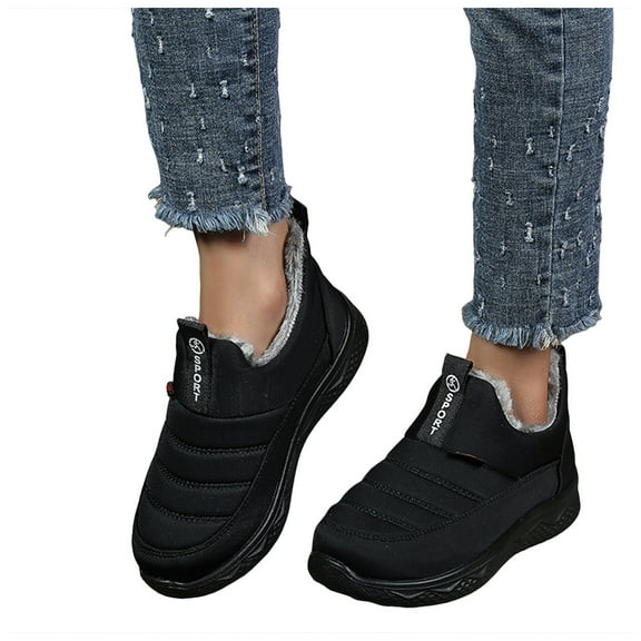 Platform Orthopedic Snow Boots for Women with Arch Support Lightweight Plush Lined Winter Warm Slip on Ankle Booties