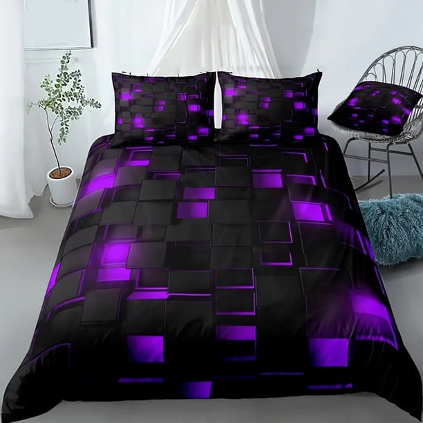 Conjunto de funda nórdica de ropa de cama 3 piezas púrpura, conjunto de funda nórdica de tres piezas de ropa de cama