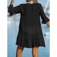 thumbnail image 2 of Women's V Neck Ruffled Cover Up Button Down Bathing Suit Beach Dress with Short Sleeves, 2 of 11