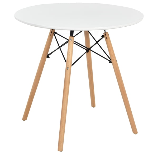 Costway Dining Table Round White Modern Dining Table 31.5" W/Solid Wooden Leg For Kitchen