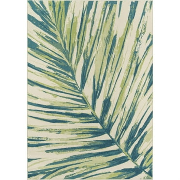Momeni Baja Palm Leaf Area Rug, 5 ft 3 in x 7 ft 6 in, Green