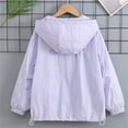 thumbnail image 2 of Girls Windbreaker Jacket Sun Protection UPF 50+ Lightweight Packable for Travel Water Resistant Hooded Nylon Spandex Purple 5-15 Years,Size 6-7 T, 2 of 9