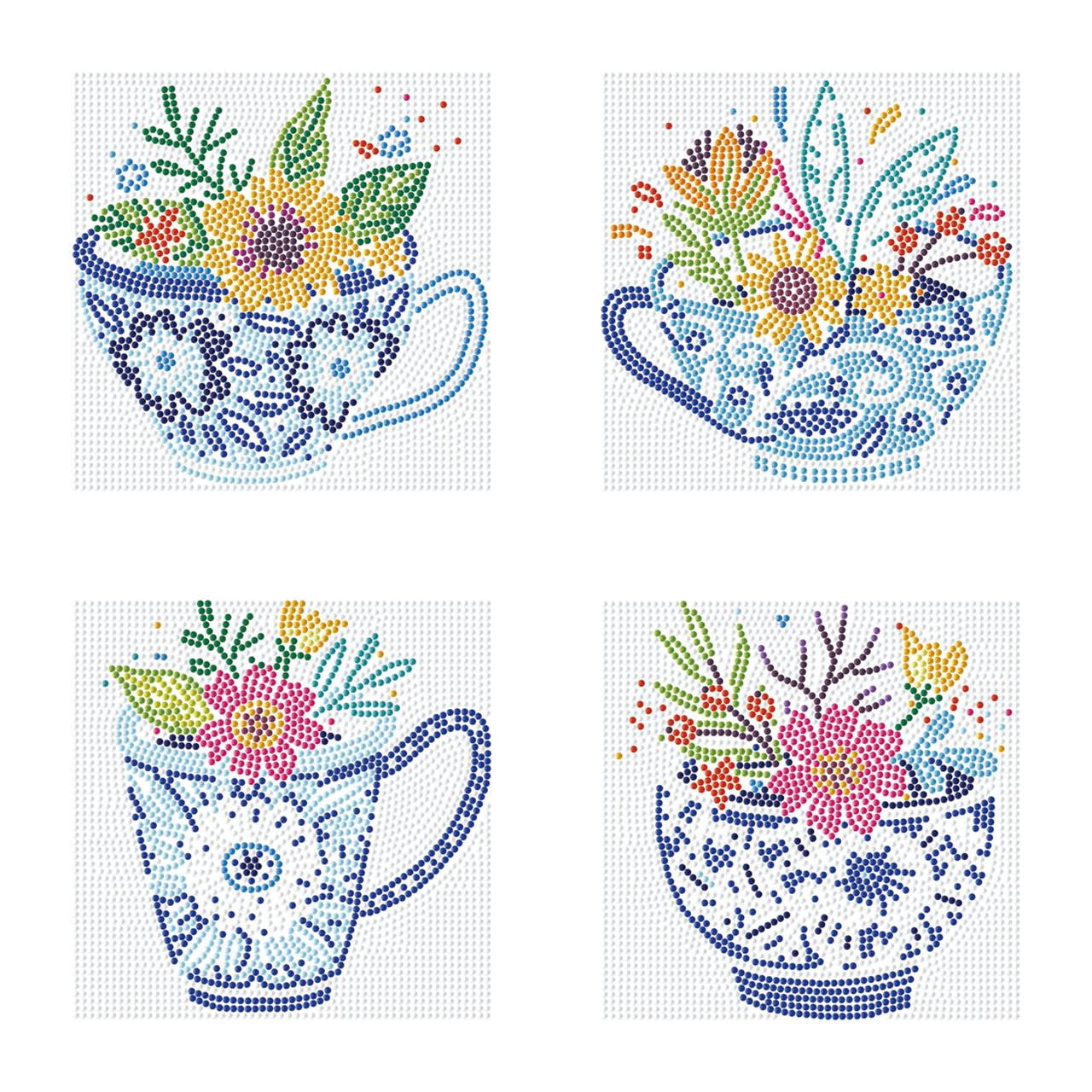 Diamond Dotz Mini Teatime Posies Diamond Painting Kits for Adults - Floral Diamond Art Kits a Relaxing Creative Craft Kit with Dotz Gems 5x5