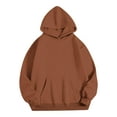 thumbnail image 3 of Oversized Hoodies with Pocket Women Cotton Plain Pullover Hooded Sweatshirts Sweater Long Sleeve Fleece Lined Tops (XL, Coffee), 3 of 5