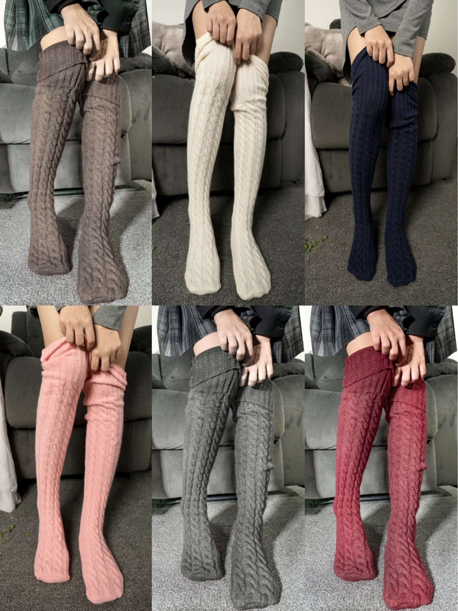 Women's The Knee Thigh High Warm White Novelty Striped Socks Gifts