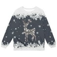 thumbnail image 4 of Fiaer Christmas Sweaters for Women 2025 Sparkly Bow Santa Hat Reindeer Graphic Sweatshirt Vintage Long Sleeve Crewneck Tunic Tops 4-Grey 100, 4 of 4