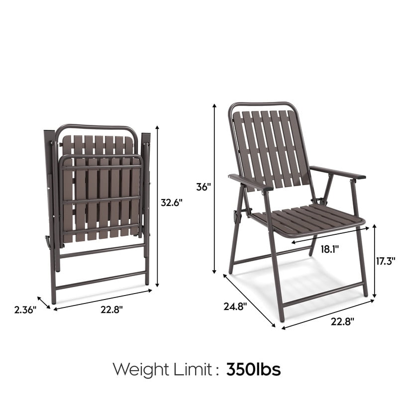 Howcool 2-Piece Outdoor Metal Armchairs, Patio Foldable Chairs Set of 2