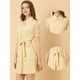 thumbnail image 2 of Vestido Camisero De Manga Corta Con Botones Para Mujer Con Cinturón Amarillo XS Allegra K, 2 of 6