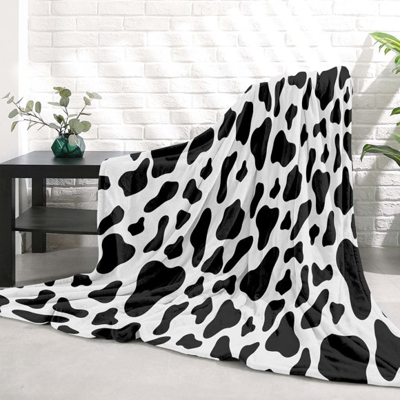 Cow Print Blanket, Fleece Soft Black and White Cow Throw Blanket for Couch Cow Stuff Gift Cow Bedding Bedroom Decor for Baby, Kids, Adults 50x60 Inch
