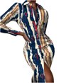 thumbnail image 2 of FcBaudy Robe à Manches Longues Col en V, Robes d'Été pour Femmes, Robes pour Femmes Robe Col Rabattu Manches Longues Imprimé Chemise à Boutons Robe pour Femmes, 2 of 6