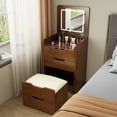 thumbnail image 2 of 3-in-1 Vanity Desk with Flip Top Mirror & Glass Desktop - Small Makeup Dressing Table with 3 Drawers, Compact Dressing Table for Bedroom, Mother's Day Gift, 2 of 8