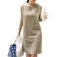 thumbnail image 3 of ZANZEA Ladies Fashion Sundress Sleeveless Cotton Linen Vintage Casual Dress, 3 of 5