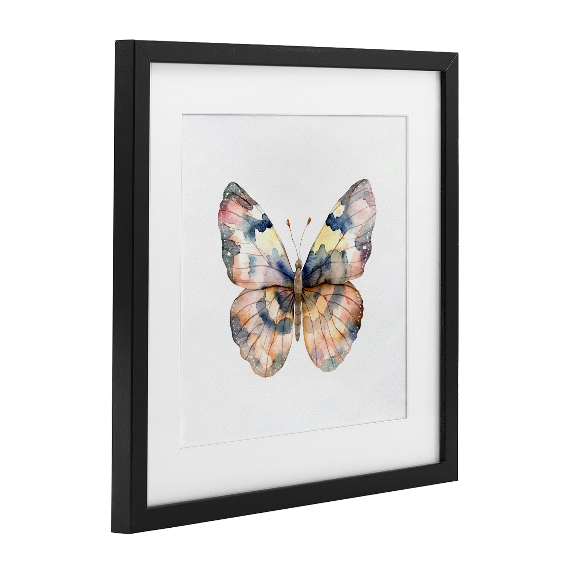 Stupell Industries Traditional Watercolor Butterfly Black Framed Print Under Glass, design by Kim Allen