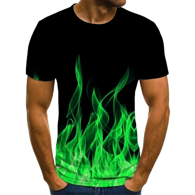 DPTALR T-Shirt à Manches Courtes pour Hommes, Col Rond, Imprimé Flamme, Chandail, Blouse