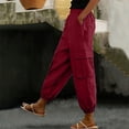 thumbnail image 2 of Hurxie Womens Cargo Joggers Parachute Y2K Pants Lightweight Hiking Travel Scrub Pants Elastic Waist with Drawstring Quick Dry Wine,XL, 2 of 5