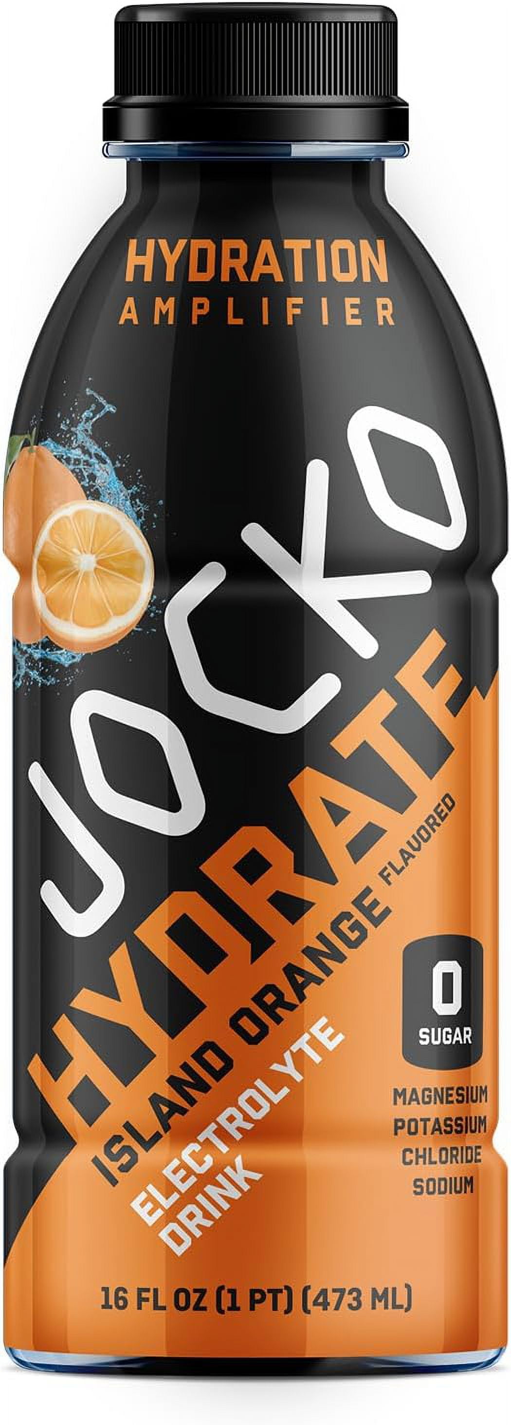 Jocko Fuel Hydrate Electrolyte Drinks - Sports Drink Hydration, Island Orange 16 Oz (12 Pack)