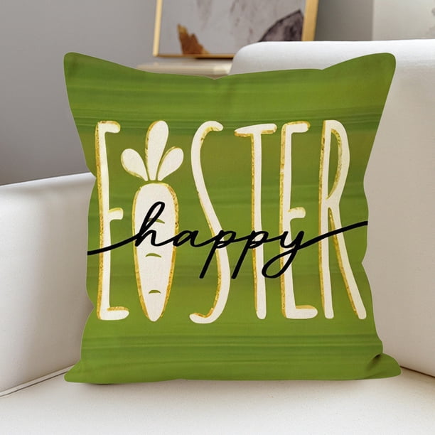 Funda de cojín decorativa con diseño de zanahoria y conejo de Pascua para sala de estar, dormitorio, sofá, vacaciones, forma retorcida