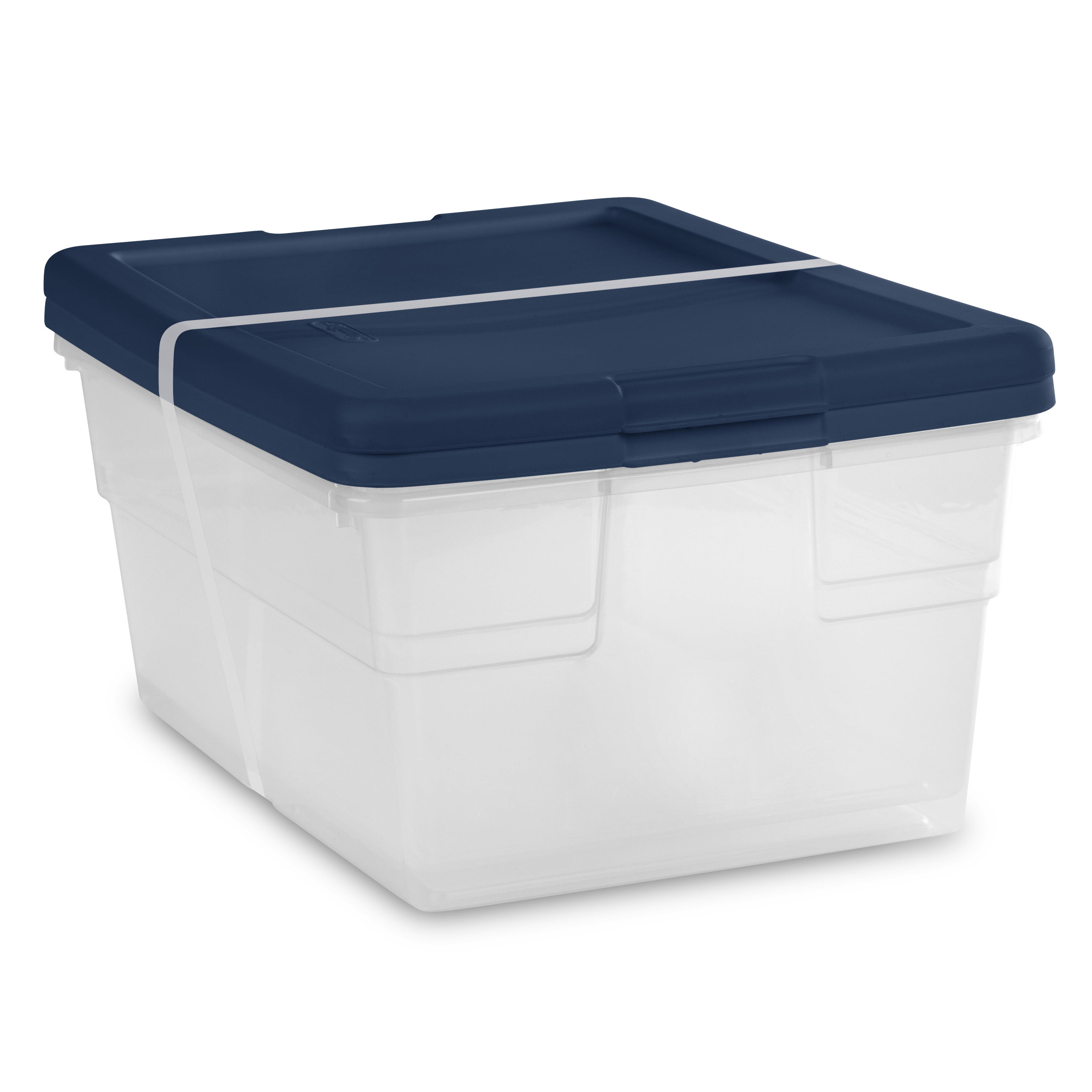 Sterilite Stackable 6 Qt Storage Box Container, Clear, Marine Blue Lid –  Tuesday Morning