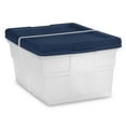 thumbnail image 5 of Sterilite Stackable 16 Qt Storage Tote, Clear, Blue Lid, (12 Pack), 5 of 5
