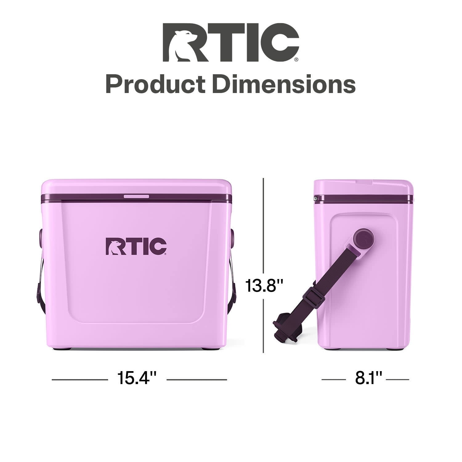 RTIC 16 QT Hard-Sided Ice Chest Cooler, Fits 20 Cans, Road Trip, Lavender/Plum