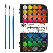 48 Colors Watercolor Paint Set, Shuttle Art Watercolor Pan Set with 3 Paint Brushes Easy to Blend Colors, Non-Toxic Perfect for Kids Adults Beginners Artist Watercolor Painting