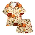thumbnail image 2 of WOYY Girls Thanksgiving Pajama Sets Turkey Short Sleeve Button Down Top Shorts, Sizes 2-13, 2 of 4