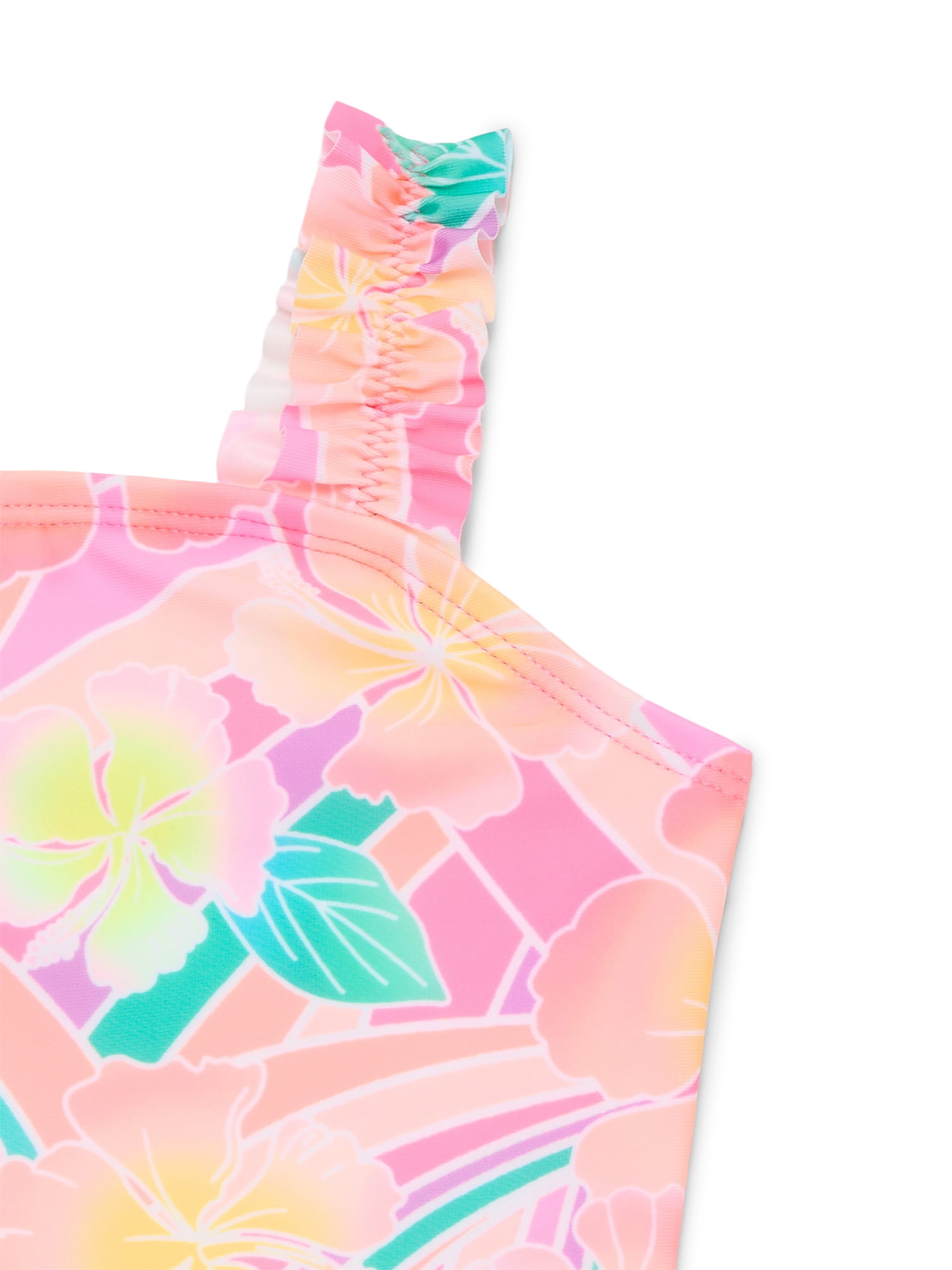 Wonder Nation Baby and Toddler Girl Ruffle Tankini Swimsuit, 2-Piece, Bubble Pink, Sizes 12M-5T