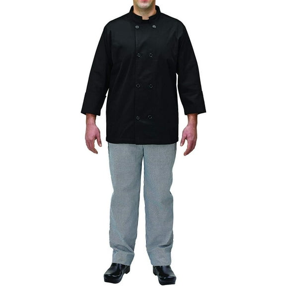 Winco UNF-6KL Mens Tapered Fit Chef Jacket, Black - Large