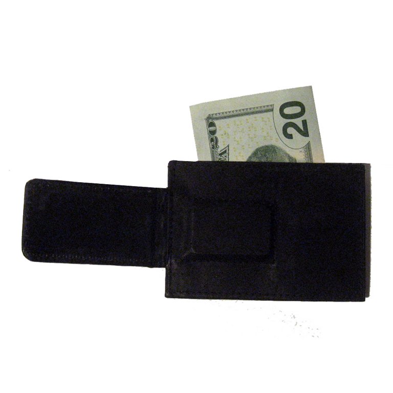Mens Deluxe Black Leather Magnetic Money Clip Wallet Credit Card Slim ID  Holder