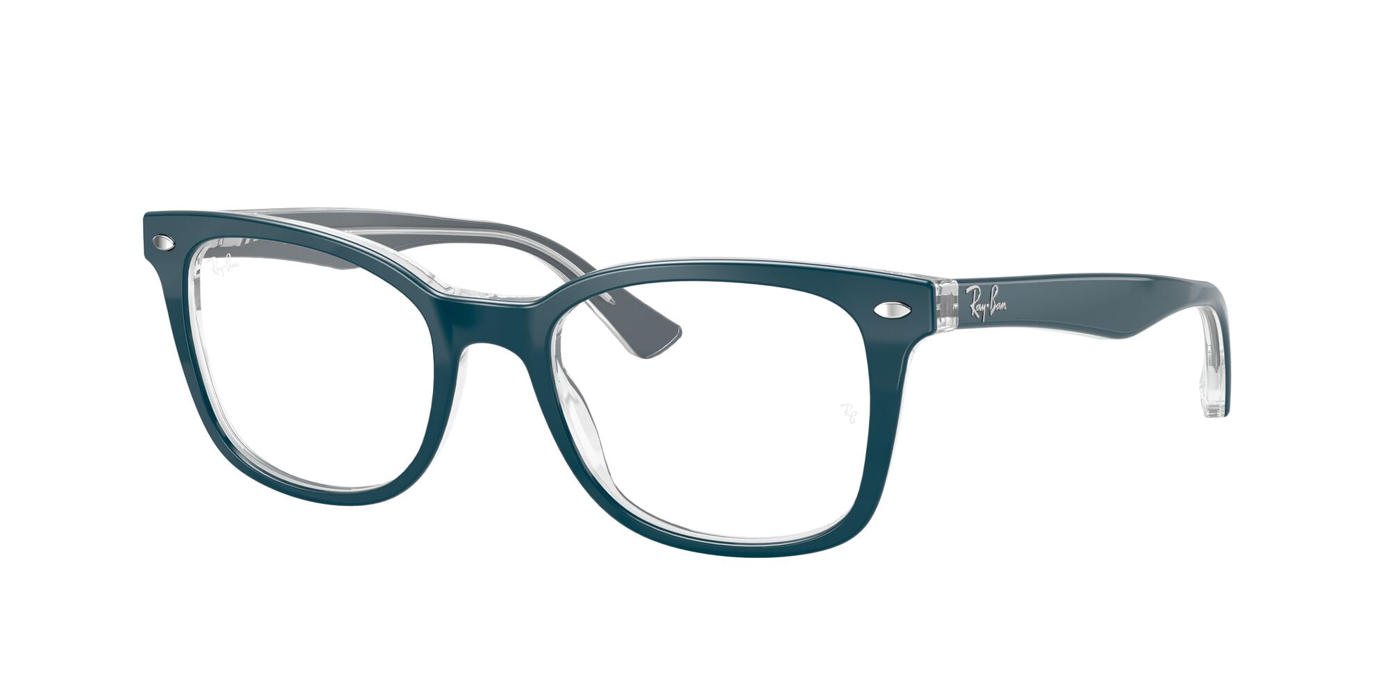 Ray-Ban RB5285 Optics Glasses, Prescription Eyeglasses with Case, Demo Lens/Turquoise On Transparent, Size 53