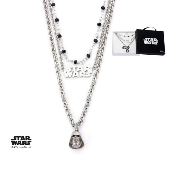Star Wars Darth Vader Necklace - Three Tiered Pendant Stainless Steel Necklace