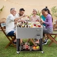 thumbnail image 4 of Costway 80-Quart Rolling Patio Cooler on Wheels with Side Handles Storage Shelf Cap Catcher Gray, 4 of 10