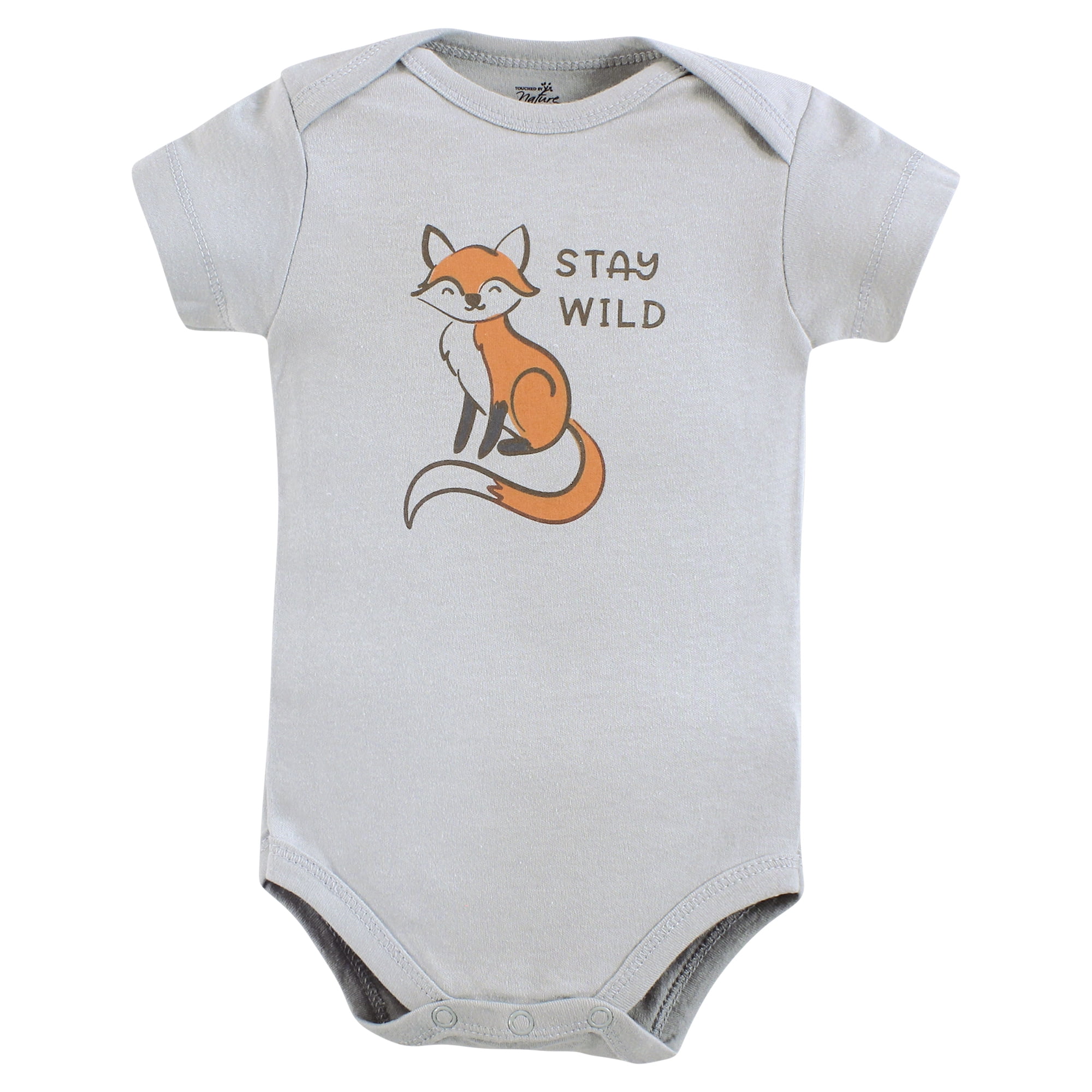 Touched by Nature Unisex Baby Organic Cotton Bodysuits, Dreamy Woodland, 18-24 Months