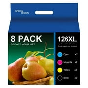 Halofox 126 Ink Cartridge Replacement for Epson 126 T126 for Workforce 435 520 545 635 645 WF-3520 WF-3530 WF-3540 WF-7010 WF-7510 (2 Black,2 Cyan,2 Magenta,2 Yellow)
