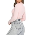 thumbnail image 5 of Yuemengxuan Women Casual Zipper Coat Long Sleeve Lapel Neck Knitting Elastic Short Tops, 5 of 8