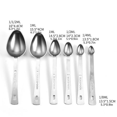 Fashionhome 6 pcs/set Measuring Spoons Stainless Steel Baking Seasoning ...
