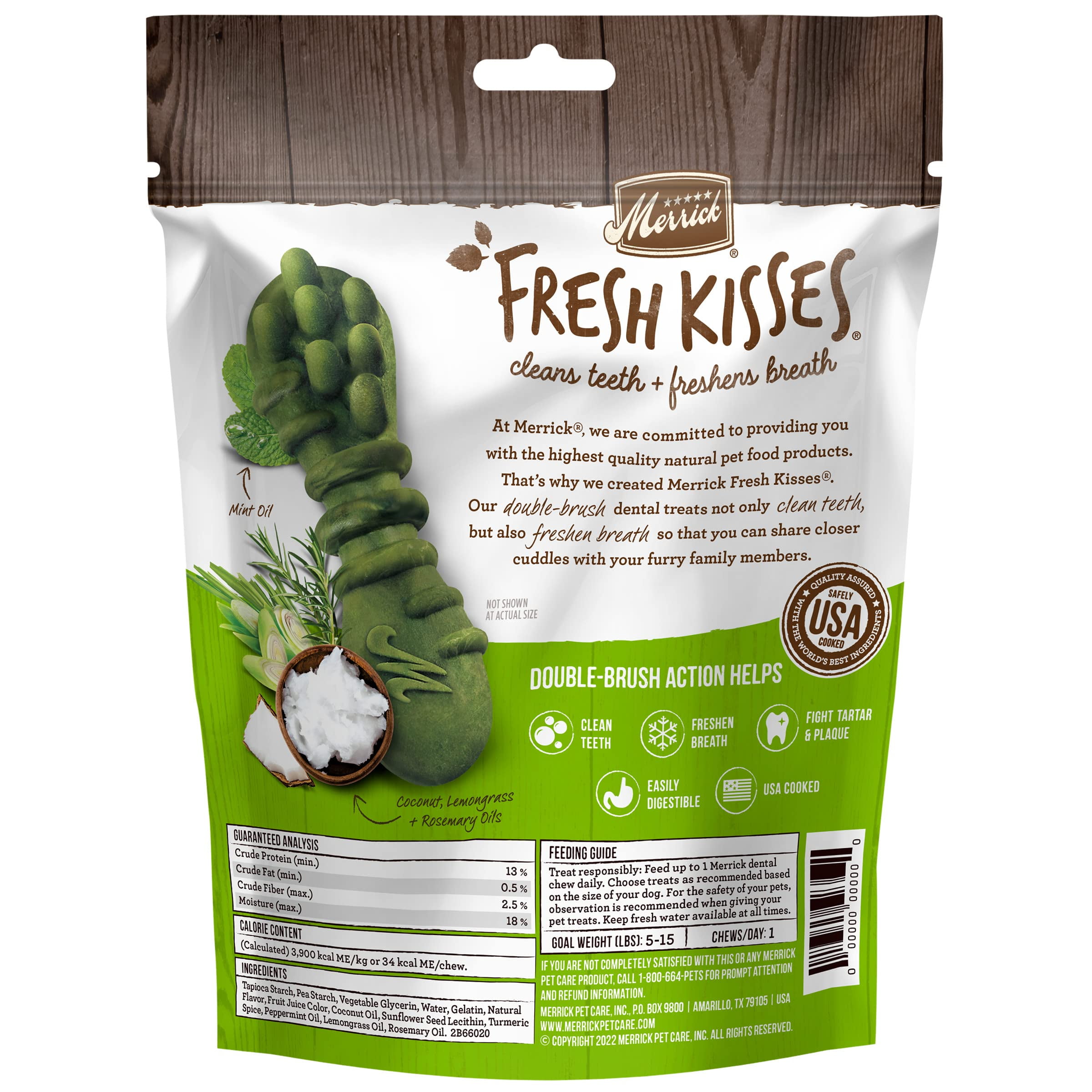 Merrick Fresh Kisses Extra Small Dog Treats, Coconut Infused Dental Chews, 10 oz Pouch (33 Count)
