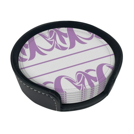 

Round Pu Leather Coaster Seamless Pattern Background Heat - Resistant Beverage Cup Mat-Fancy Decor For Kitchen Office Dining Room Table - Drink Protector 6-Slice