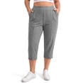thumbnail image 2 of WellSize Plus Size Capri Pants for Women High Waisted Split Casual Lounge Pants With Pockets Summer Lightweight Cropped Pants, 2 of 7