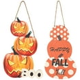 thumbnail image 1 of 2pcs Halloween Themed Hanging Sign Pumpkin Pendant Door Sign Decoration, 1 of 8