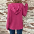 thumbnail image 4 of UoCefik Oversized Sweatshirt for Women Long Sleeve Waffle Lightweight Knit Button Up Hoodie Hooded Casual Drawstring V Neck Pullover Trendy Fall Comfy Shirts Hot Pink XXL, 4 of 7