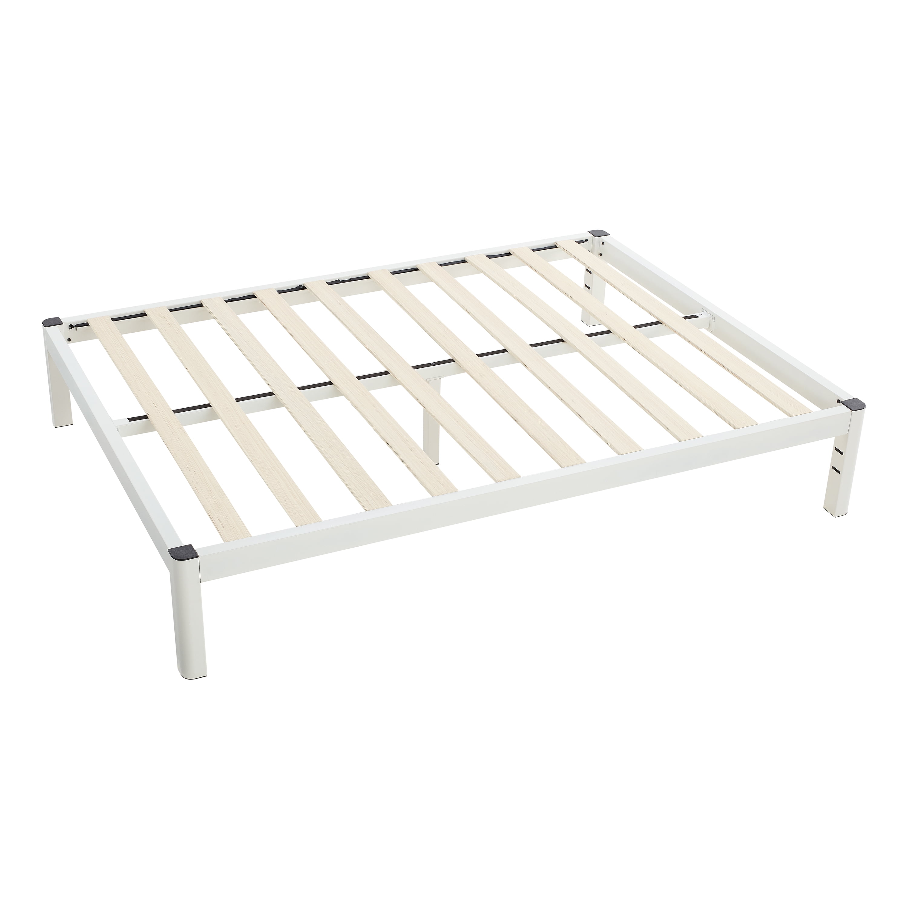 Mainstays Wood Slat White Metal Bed Frame, Multiple Sizes