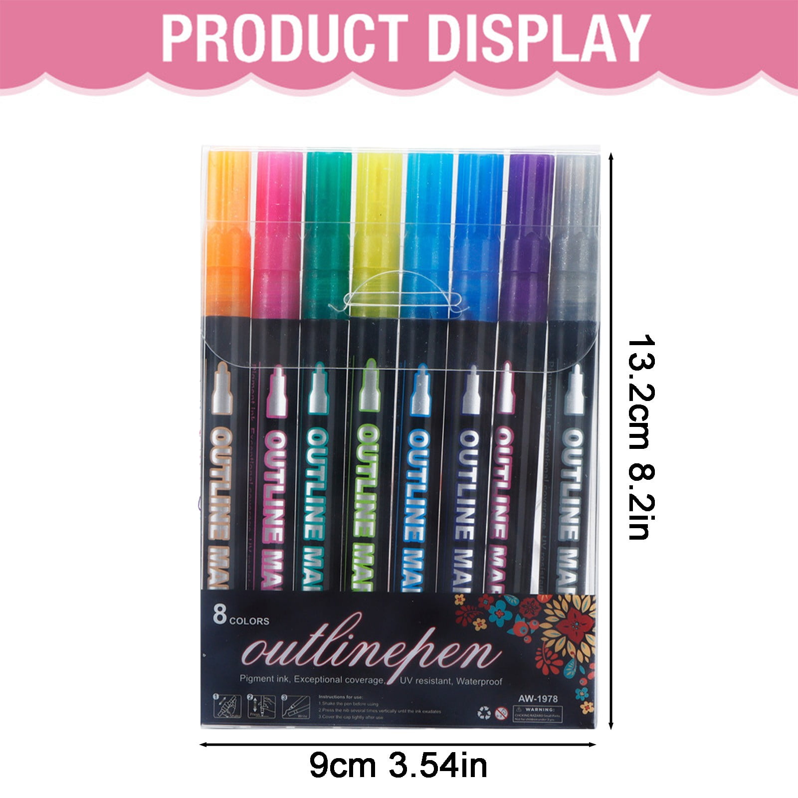 8 Piece Colored Pencil Set A 13x2 cm Double Line Outline Pen Set by Dusknt Glitter Gel Pens for Adult Coloring Books DIY Crafts Scrapbooking