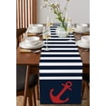 thumbnail image 4 of Table Runner Dresser Scarves 108 Inch Long, Marine Nautical Theme Red Anchor Linen Dining Table Runners Dark Navy Blue and White Stripes Tabletop Scarf for Wedding Holiday Party Kitchen, 4 of 7