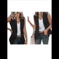 thumbnail image 3 of Chaleco Blazer Sin Mangas para Mujer, Informal, con Abertura Frontal, un Botón, Chaqueta de Verano con Bolsillos. Negro M, 3 of 6