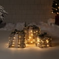 thumbnail image 4 of Northlight Set of 3 Silver LED Rattan Christmas Gift Boxes With Pine Cones, 4 of 5