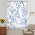 thumbnail image 3 of Blue White Flowers Sheer Curtains 45 Inches Long, Spring Summer Floral Botanical Light Filering Curtains, Breathable Simi Curtain Privacy Drapes for Kitchen Bathroom Small Window Treatment, 3 of 9